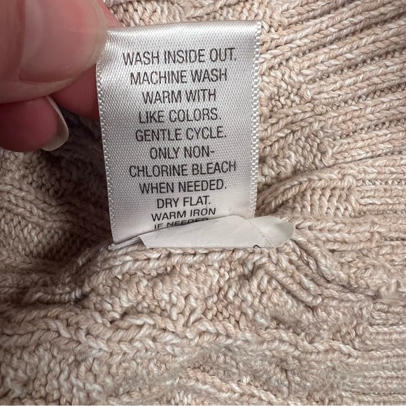 Croft & Barrow Tan Heathered Cable Knit‎ V Neck LS Sweater 100% Cotton Womens XL - Picture 11 of 11